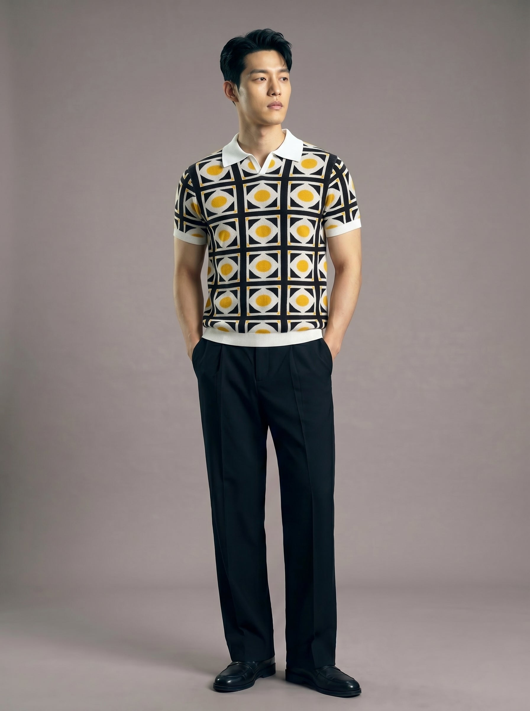 Astor grid knit polo
