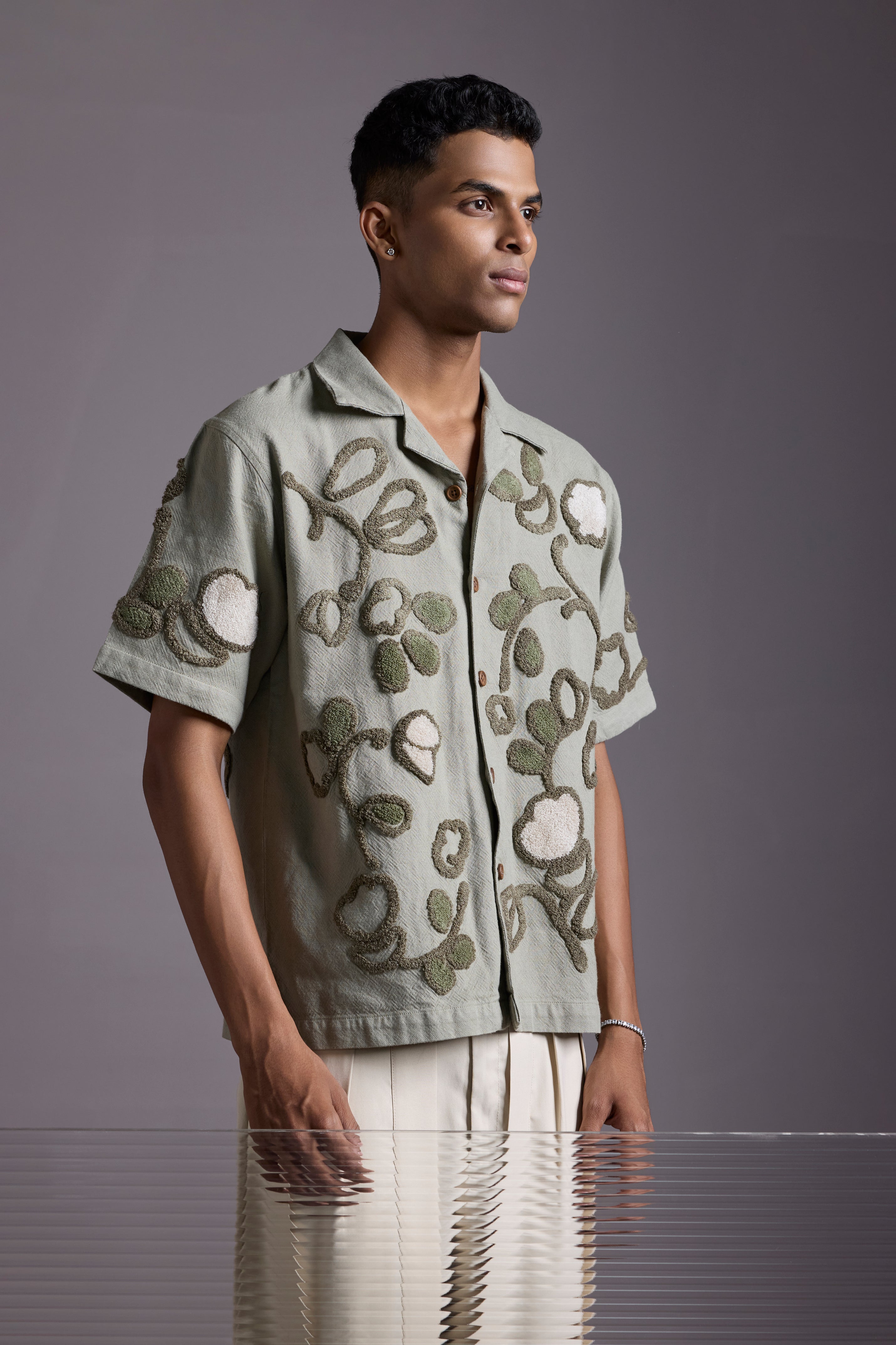 JUTE BLOOM EMBROIDERY SHIRT
