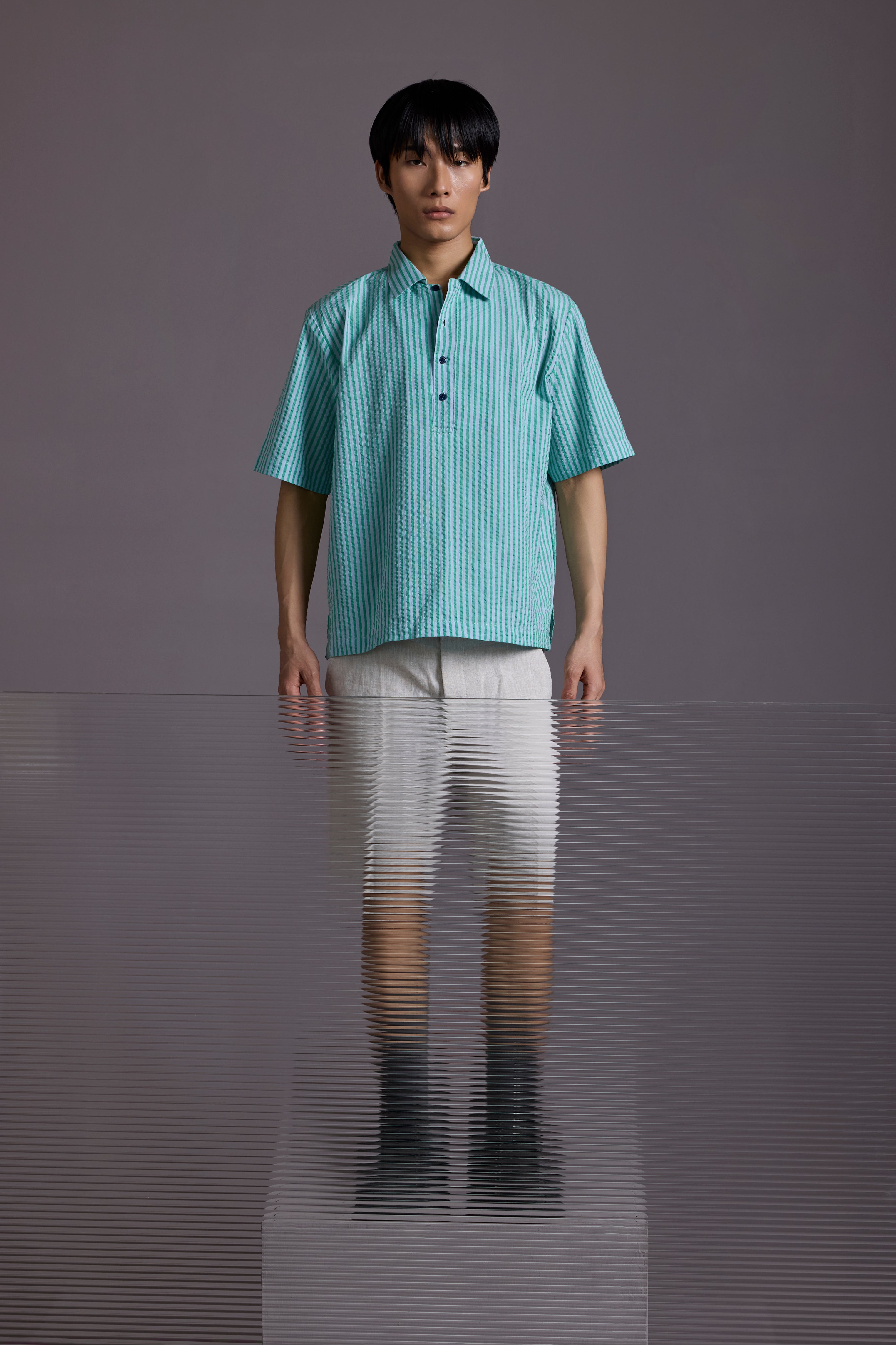 MINT STITCH POPOVER SHIRT