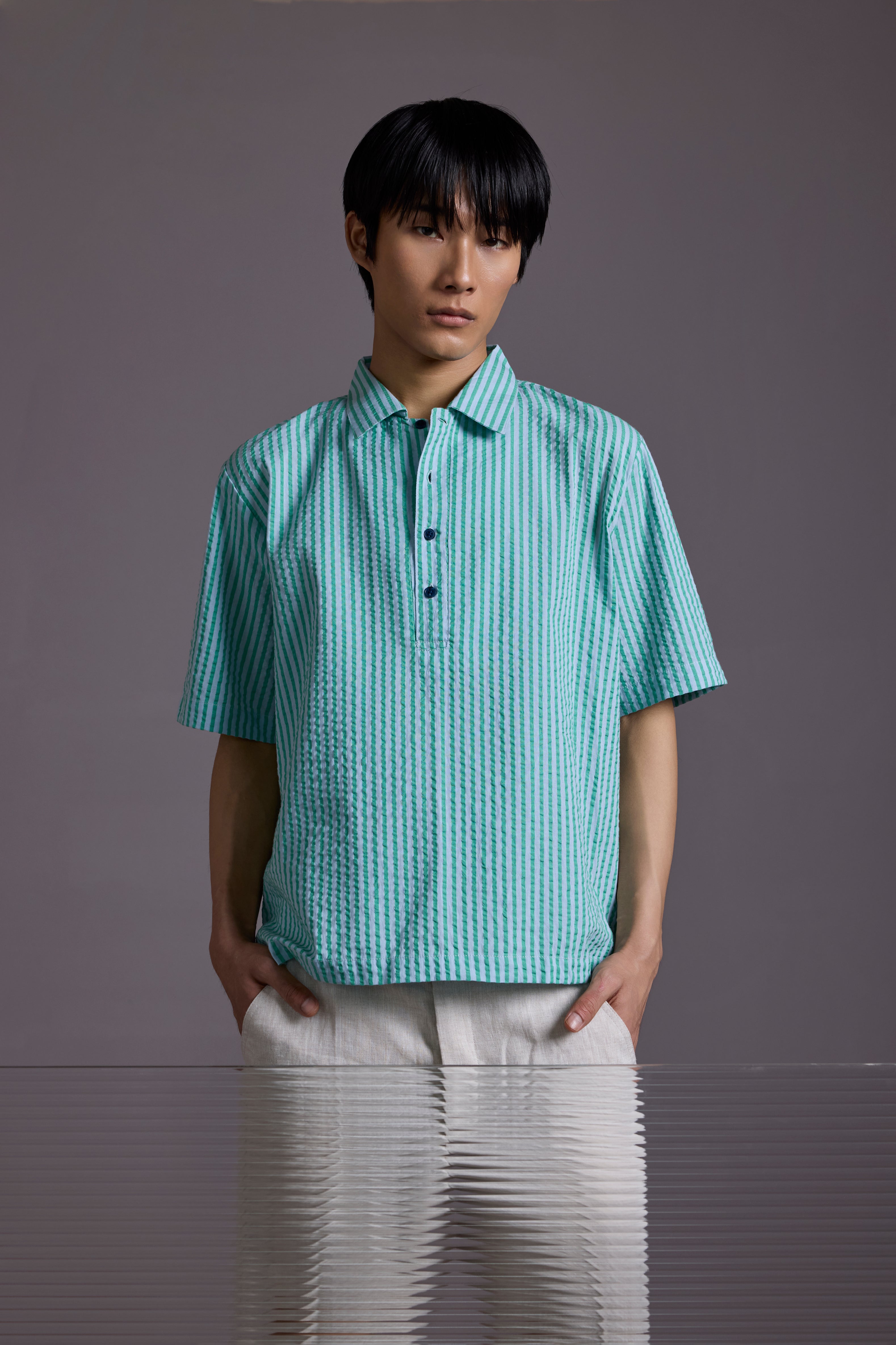 MINT STITCH POPOVER SHIRT