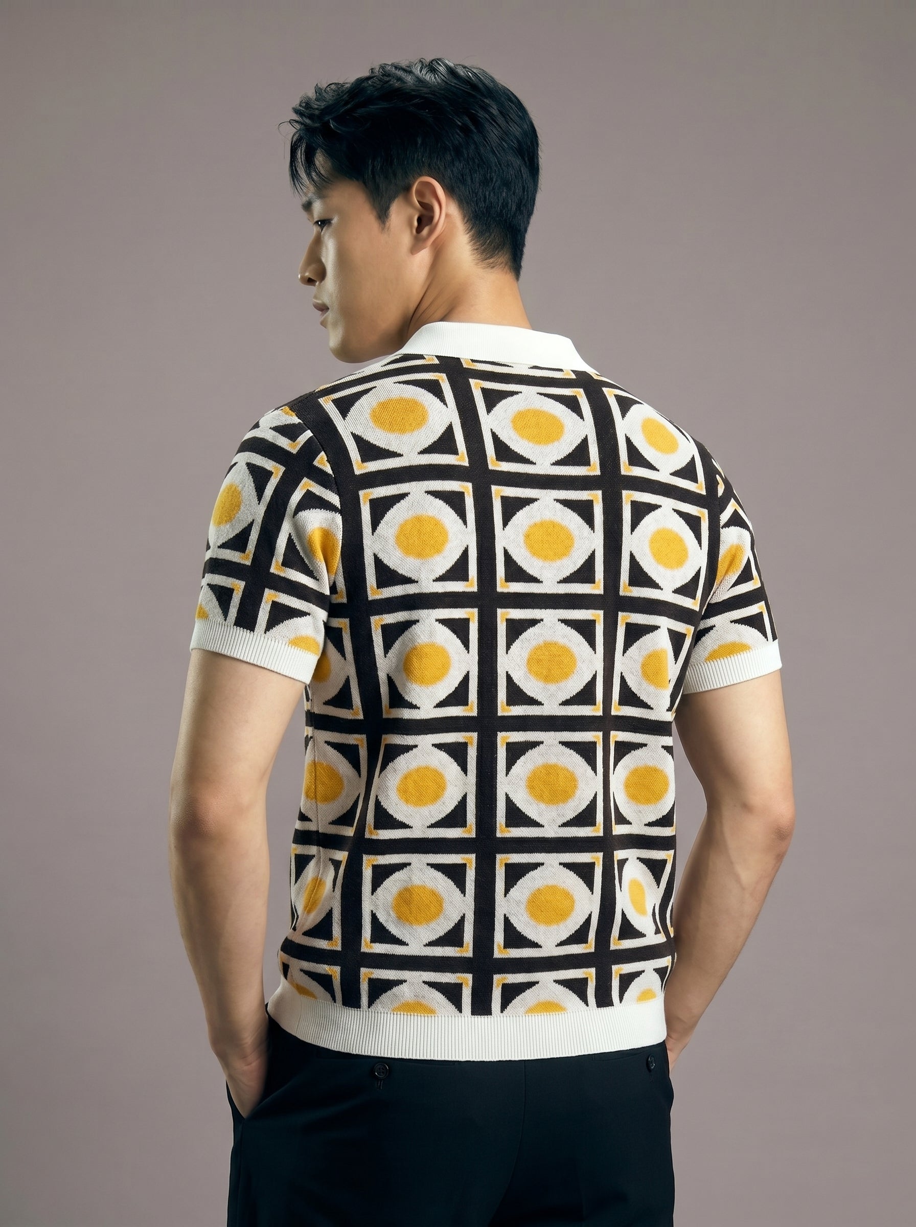 Astor grid knit polo