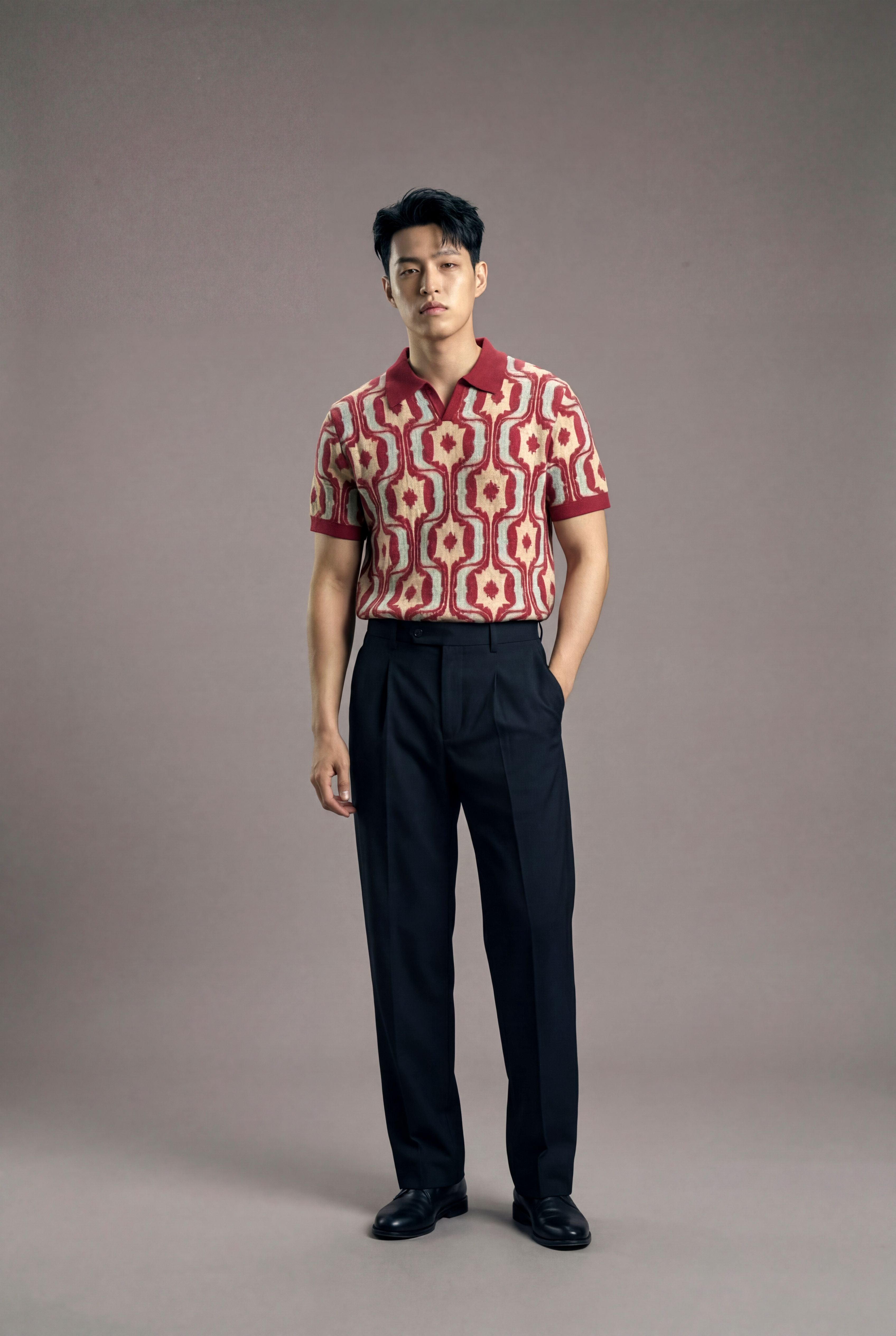 All over Retro Knitted Polo