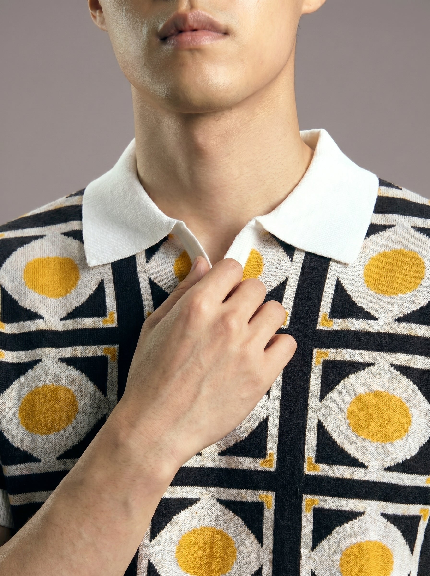 Astor grid knit polo