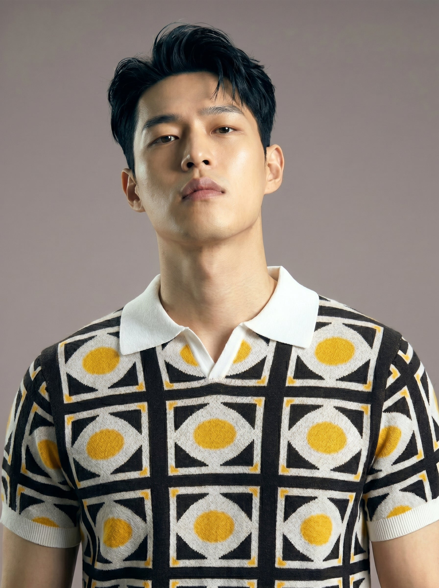 Astor grid knit polo