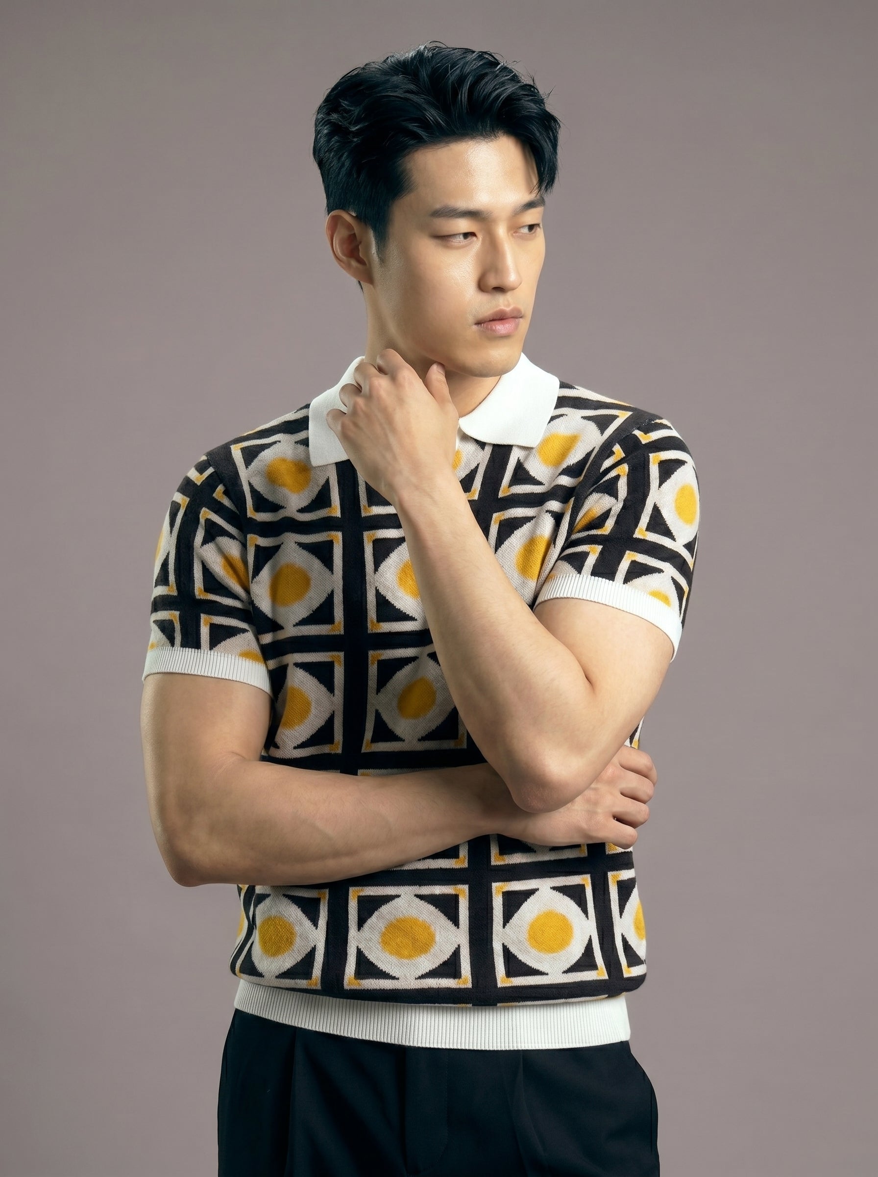 Astor grid knit polo