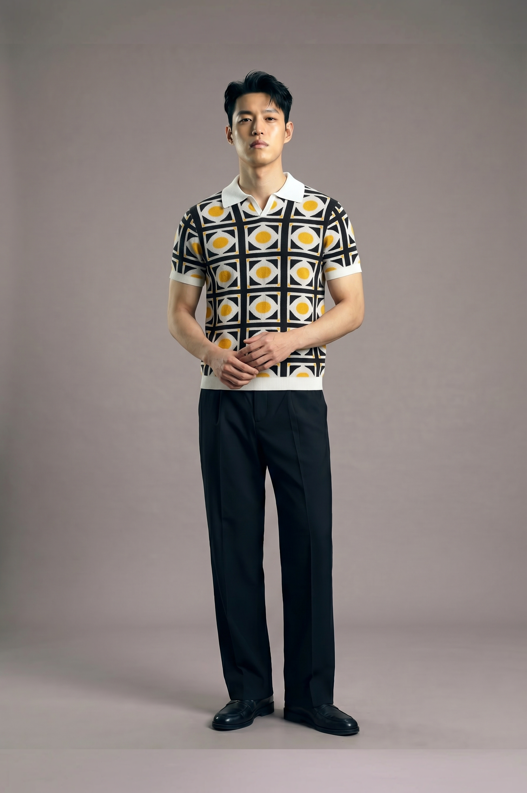 Astor grid knit polo