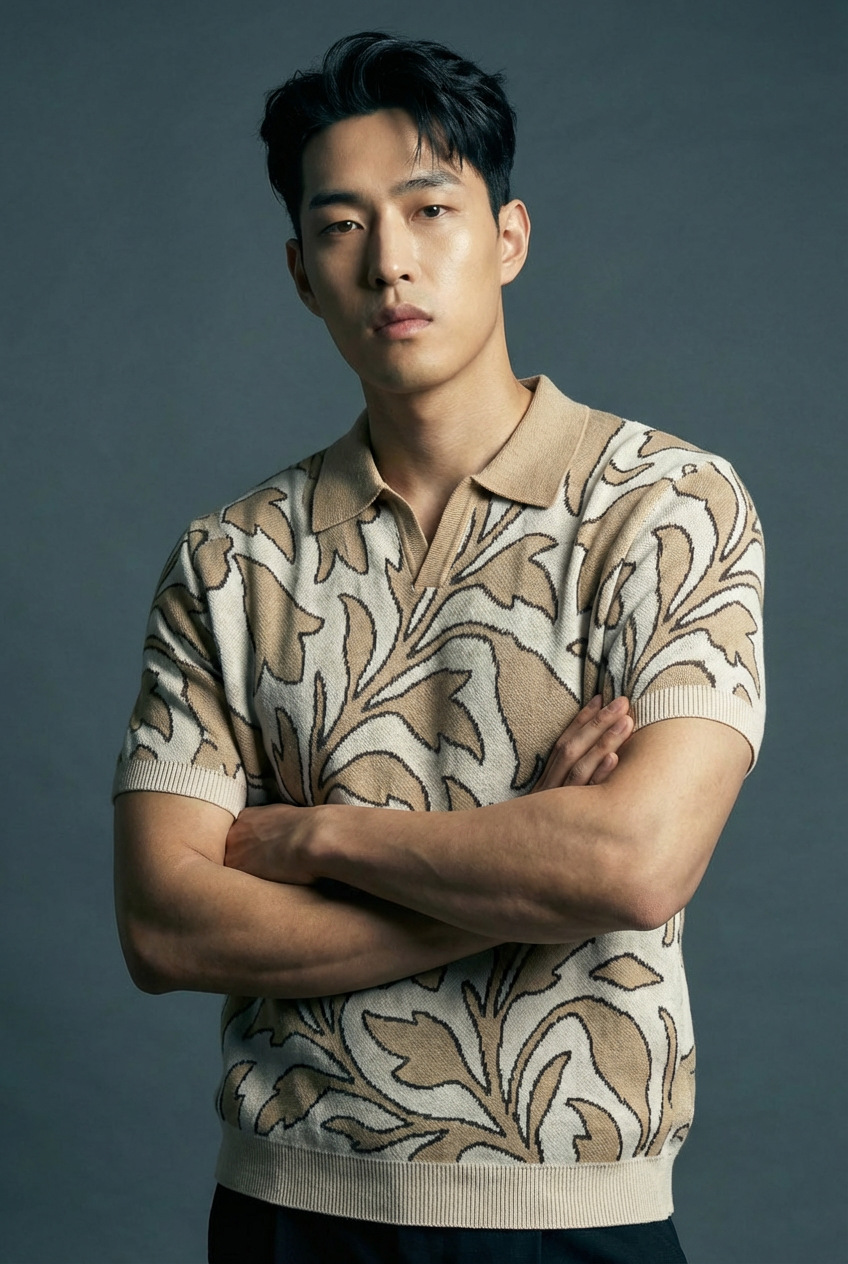 All over Leaf Knitted Polo