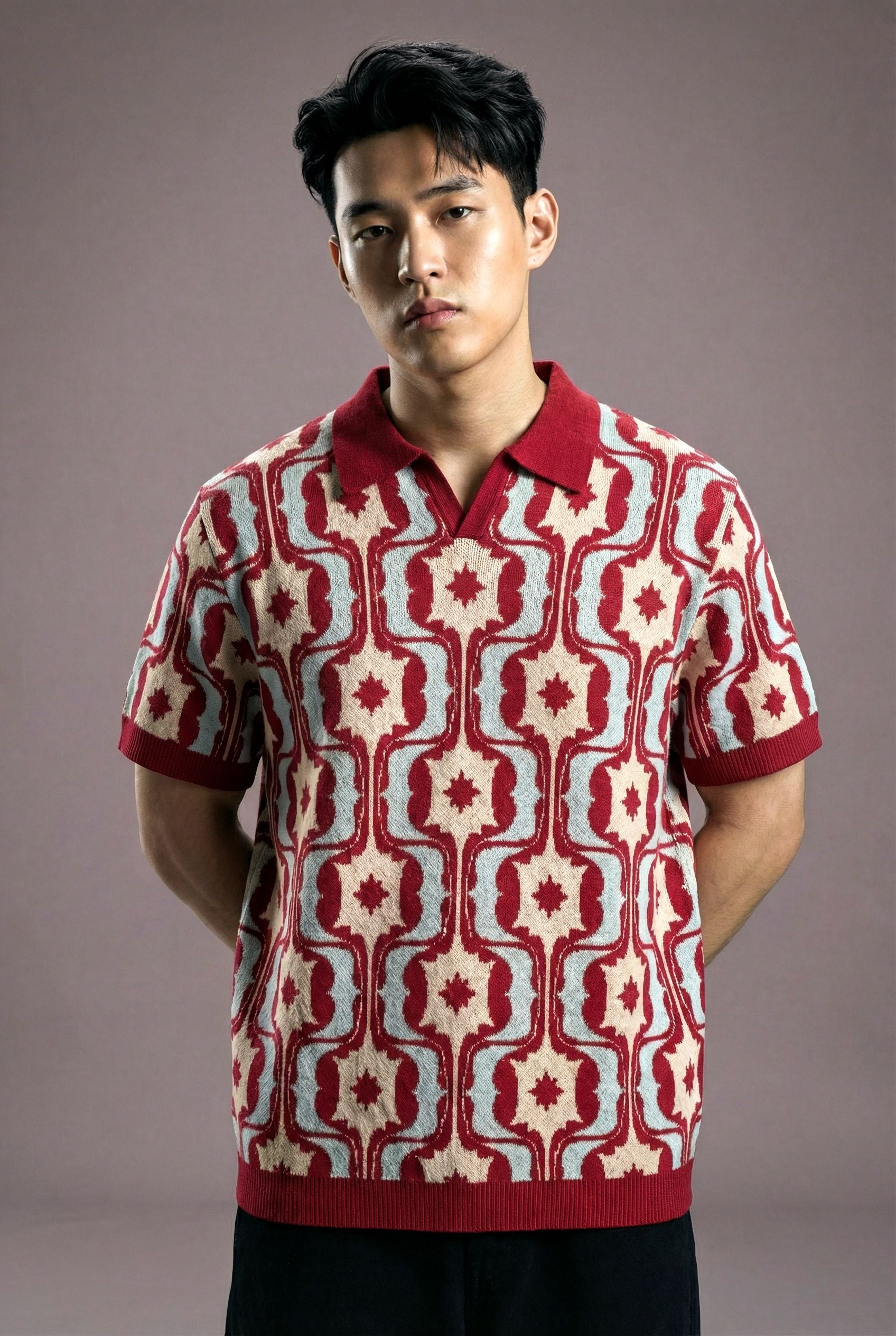 All over Retro Knitted Polo