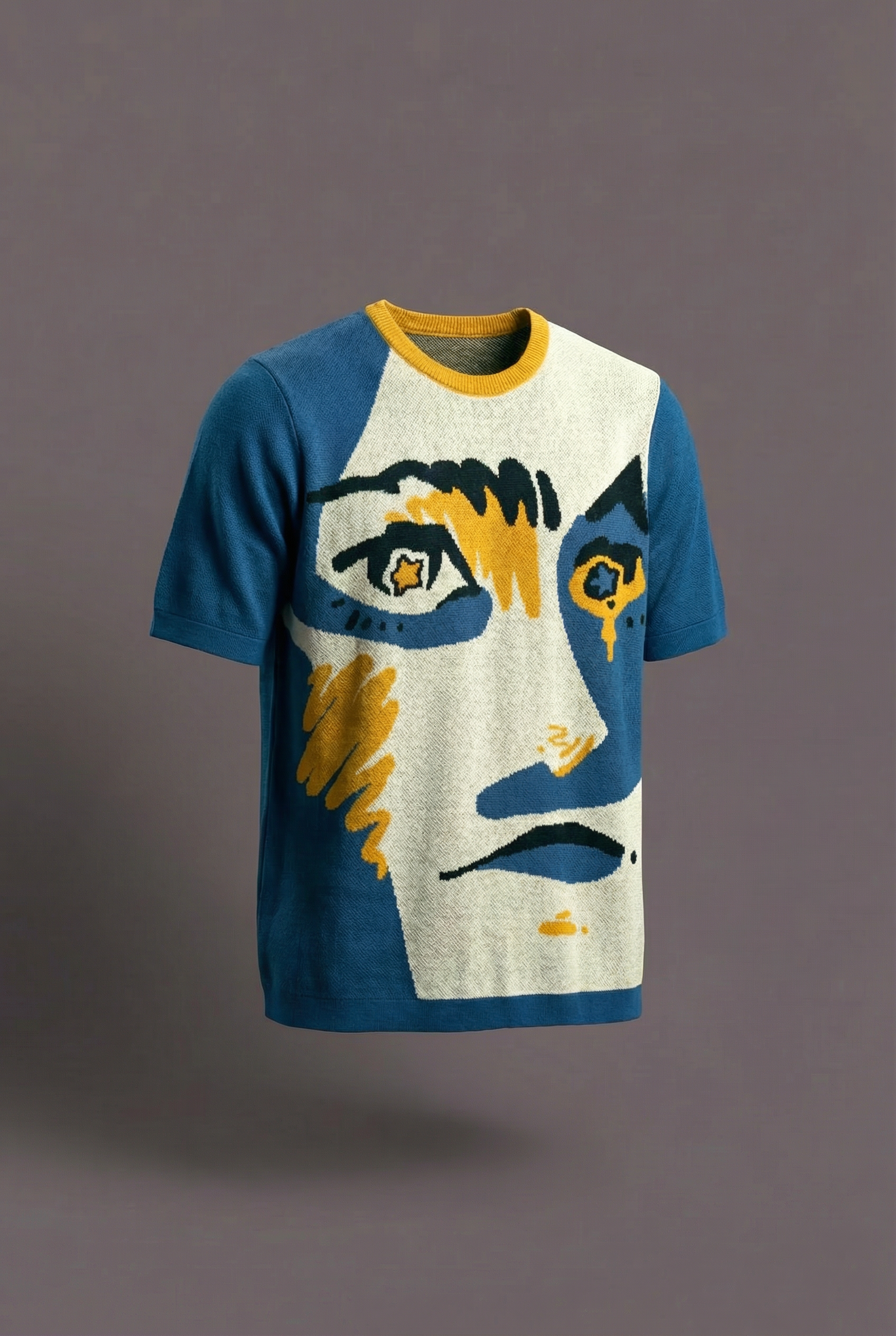 Abstract Face Knitted T-Shirt